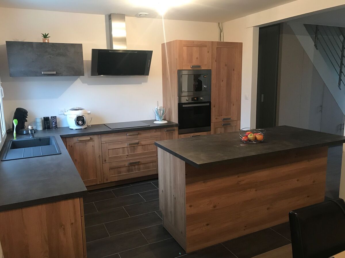 Cuisine avant-après sur mesure Trend Cube Chêne Honey