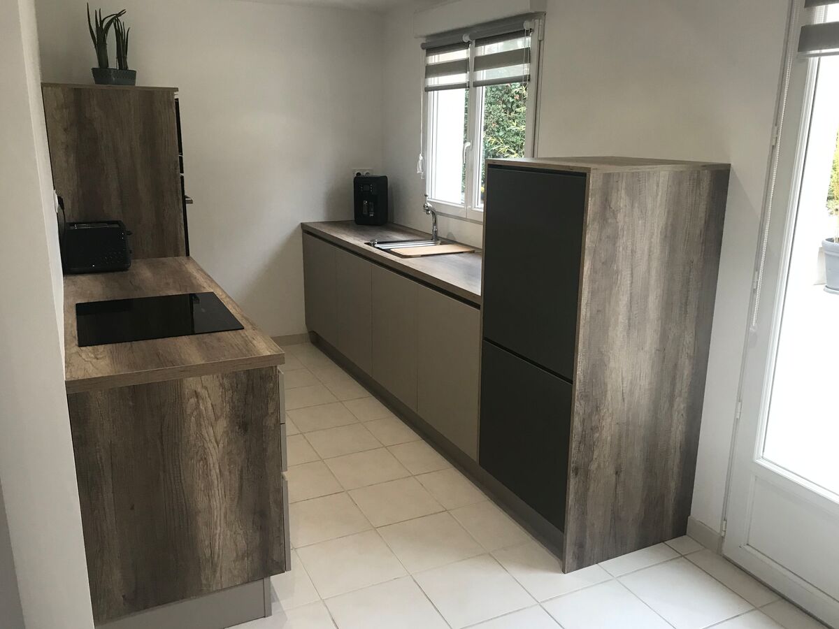 Cuisine avant-après sur mesure Trend Taupe Mat et Touch Cappuccino Soft