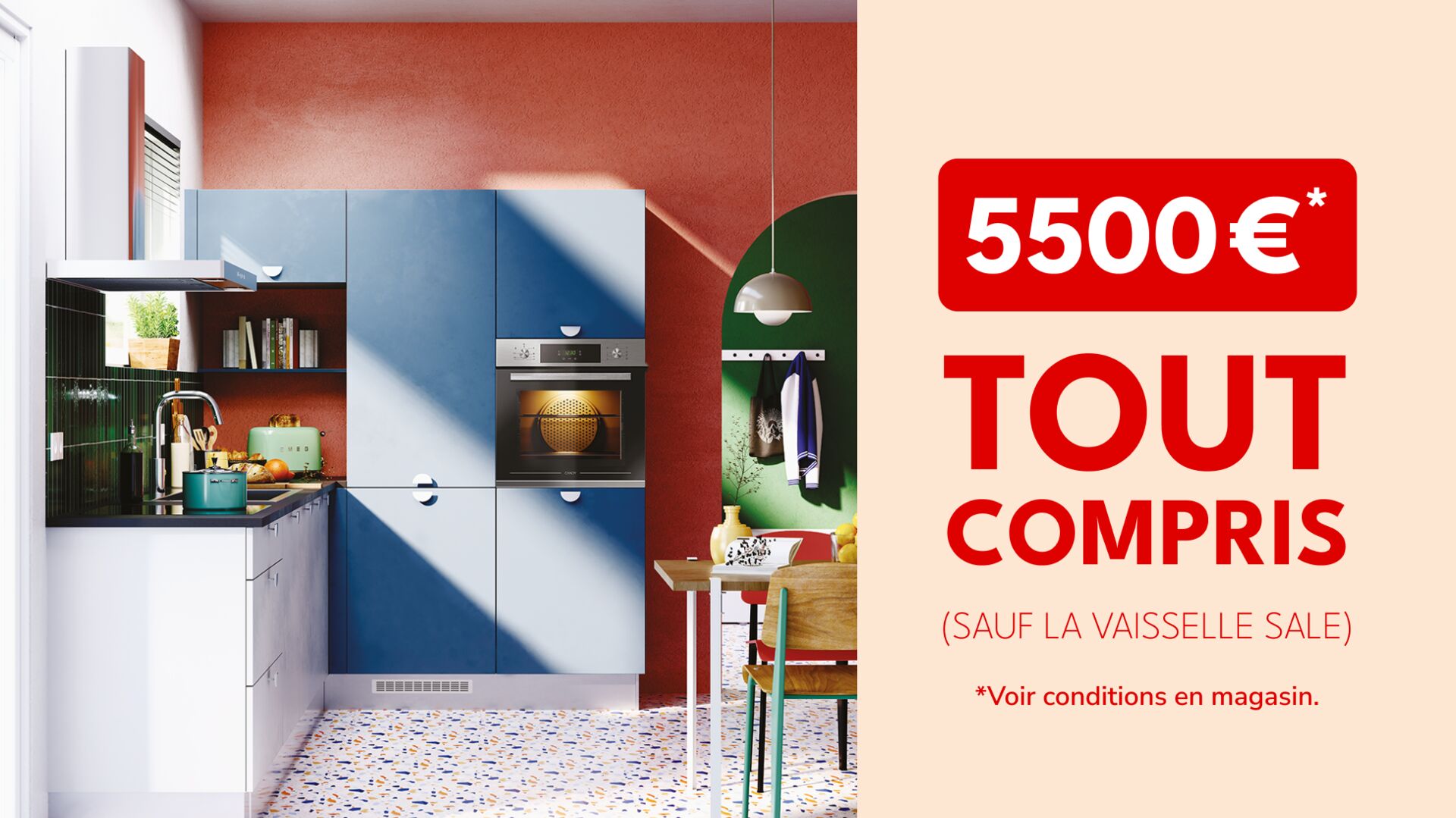 Le seul cuisiniste à vous proposer une cuisine sur-mesure et personnalisable à 5500€ tout compris (meubles, électroménagers, pose et livraison)